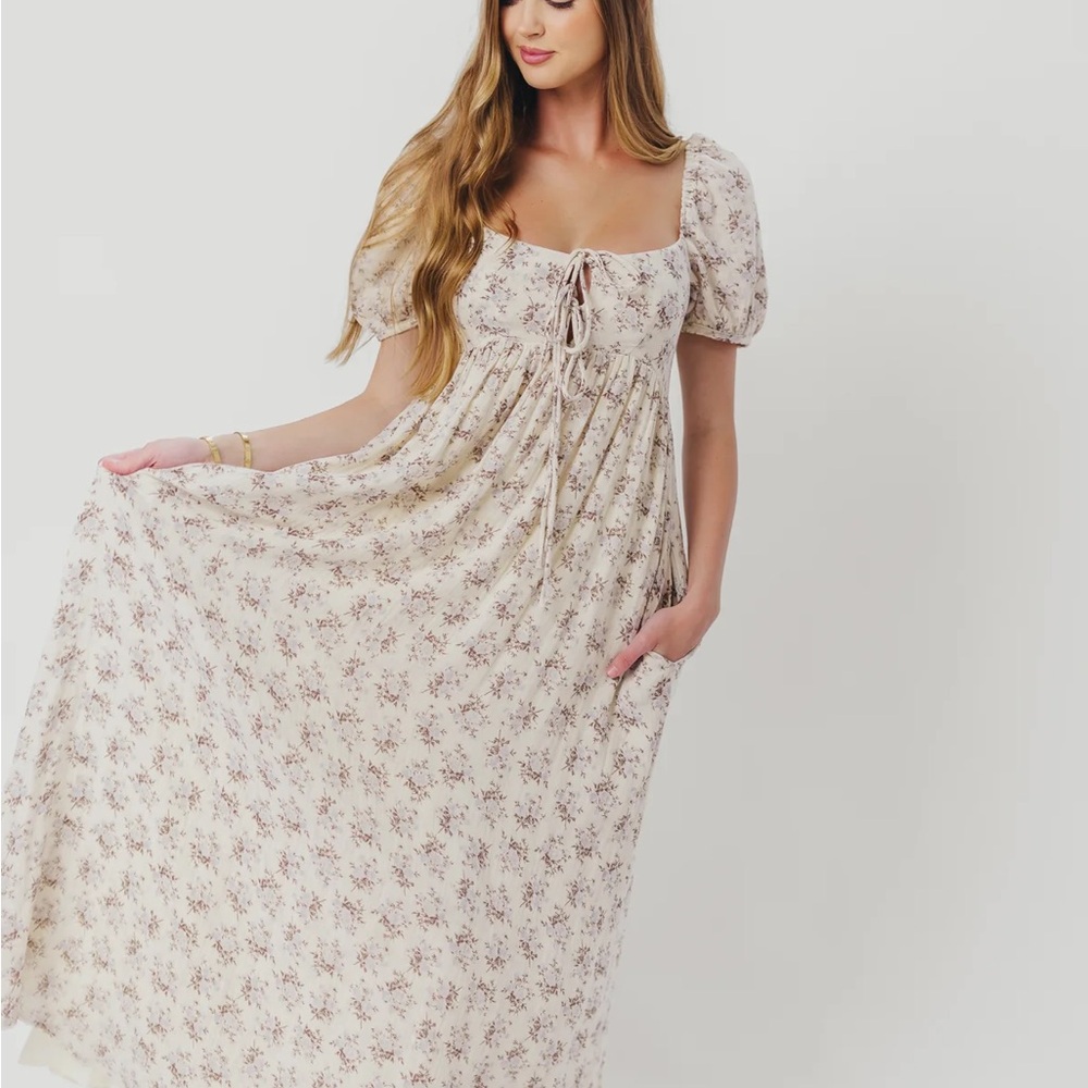 Haven Floral Orange and Green Worth Collective Maxi Dress